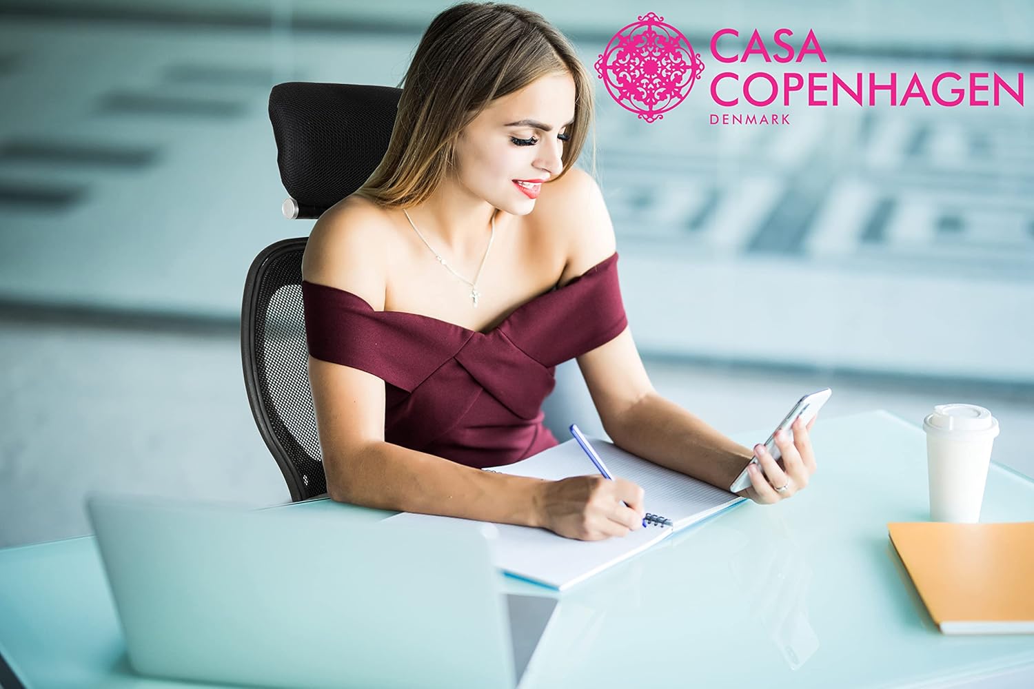 Casa Copenhagen Ergonomic Office Chair with Adjustable Lumbar Support, High-Back Mesh Computer Chair - Headrest, Soft Sponge Cushion & Tilt Function, Swivel Desk Task Chair for Work or Home- Teal Blue