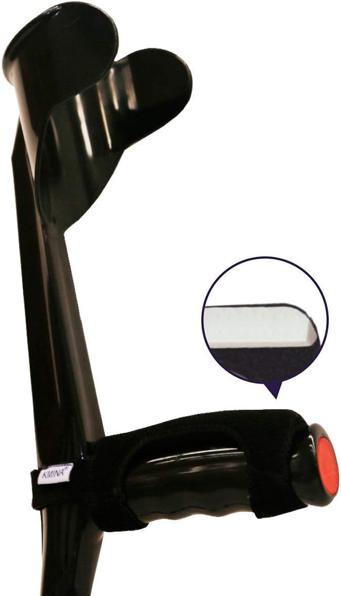 KMINA - Forearm Crutches for Adults (x2 Units, Open Cuff), Crutches for Adults with Handle Pad, Crutches for Walking, Crutches Adult, Aluminum Forearm Crutches, Black Crutches, KMINA Comfort Plus Pack of 2