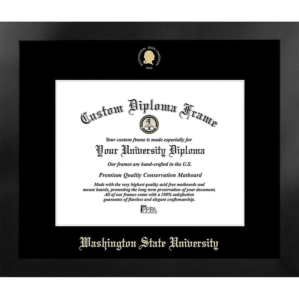 Washington State University 16.25x22 x 18.75x22 Gold Foil Seal Diploma Frame in Black Multi