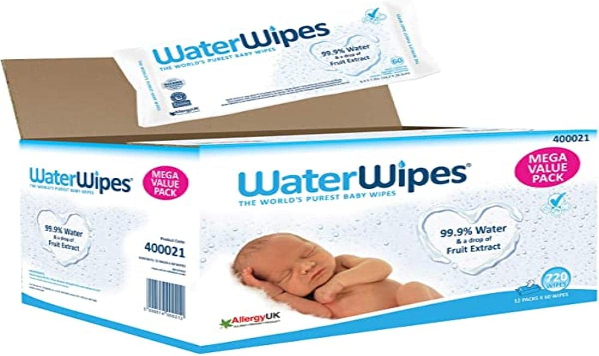 WaterWipes Super Value Box - Pack of 12, Total 720 Wipes Pack of 2