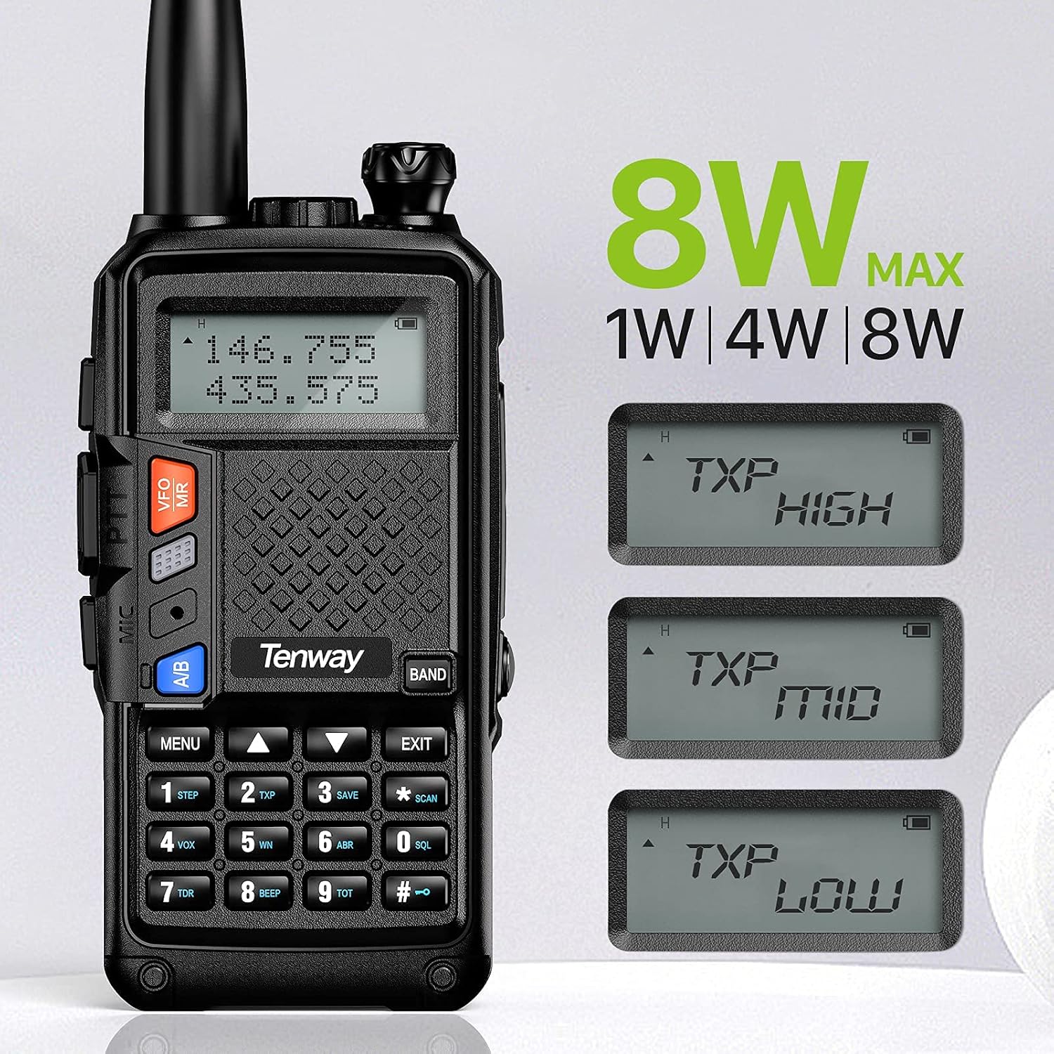 Ham Radio 8W (UV-5R Upgraded Version) Dual Band Long Range Rechargeable Portable Handheld Two Way Radio with 15.3in Antenna and USB Charging Cable and Mic 2 Pack with Programming Cable(Black) Pack of 2