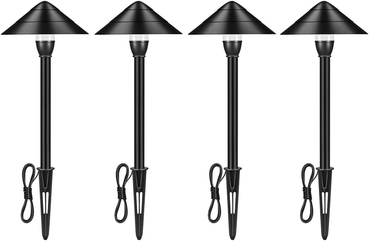 Outdoor Lights Landscape Lights Garden Lights, 12V 3W Low Voltage Patio Lawn Yard Pathway Lights，Aluminum Construction IP65 Waterproof 4000K Natural White (4-Pack)