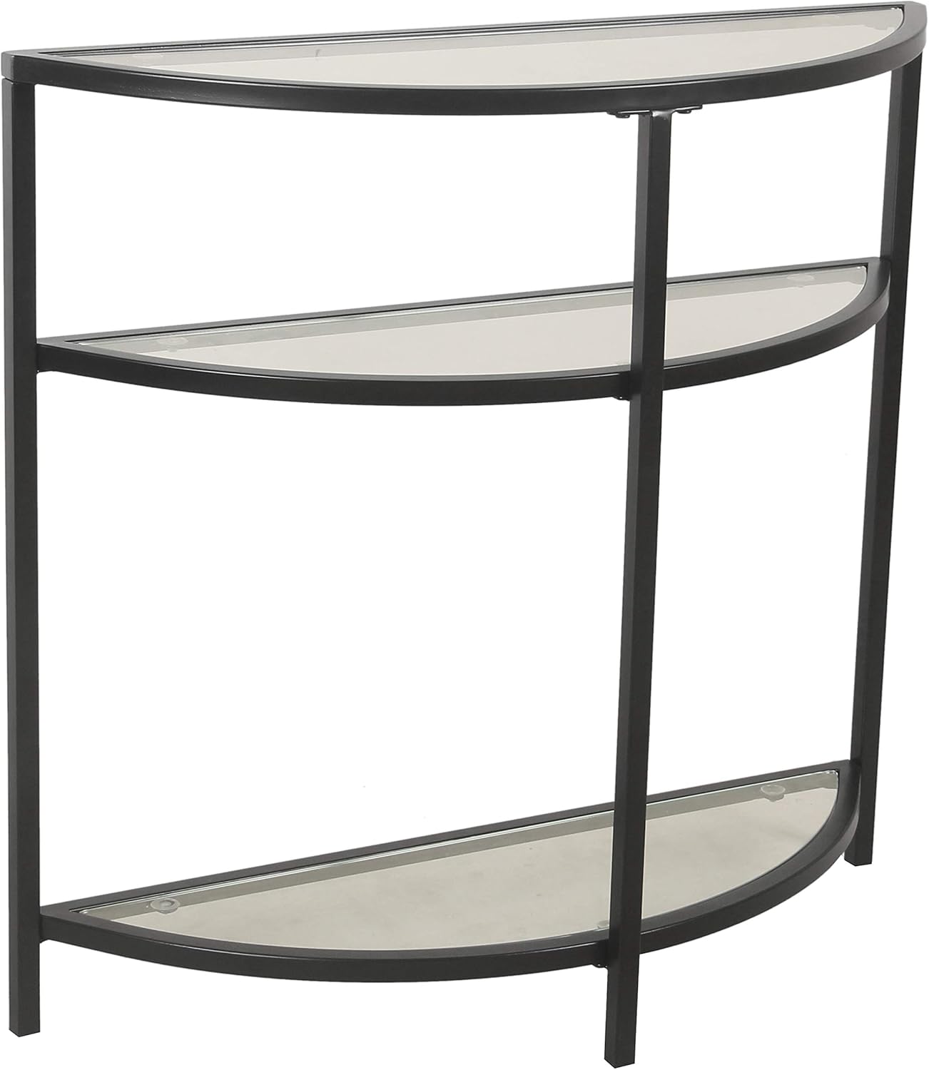 Spatial Order Half-Moon Modern Metal and Glass Accent Table, Black Pack of 2