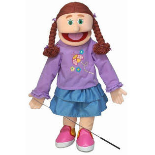 Silly Puppets 25x22 Amy, Peach Girl, Full Body, Ventriloquist Style Puppet, Peach