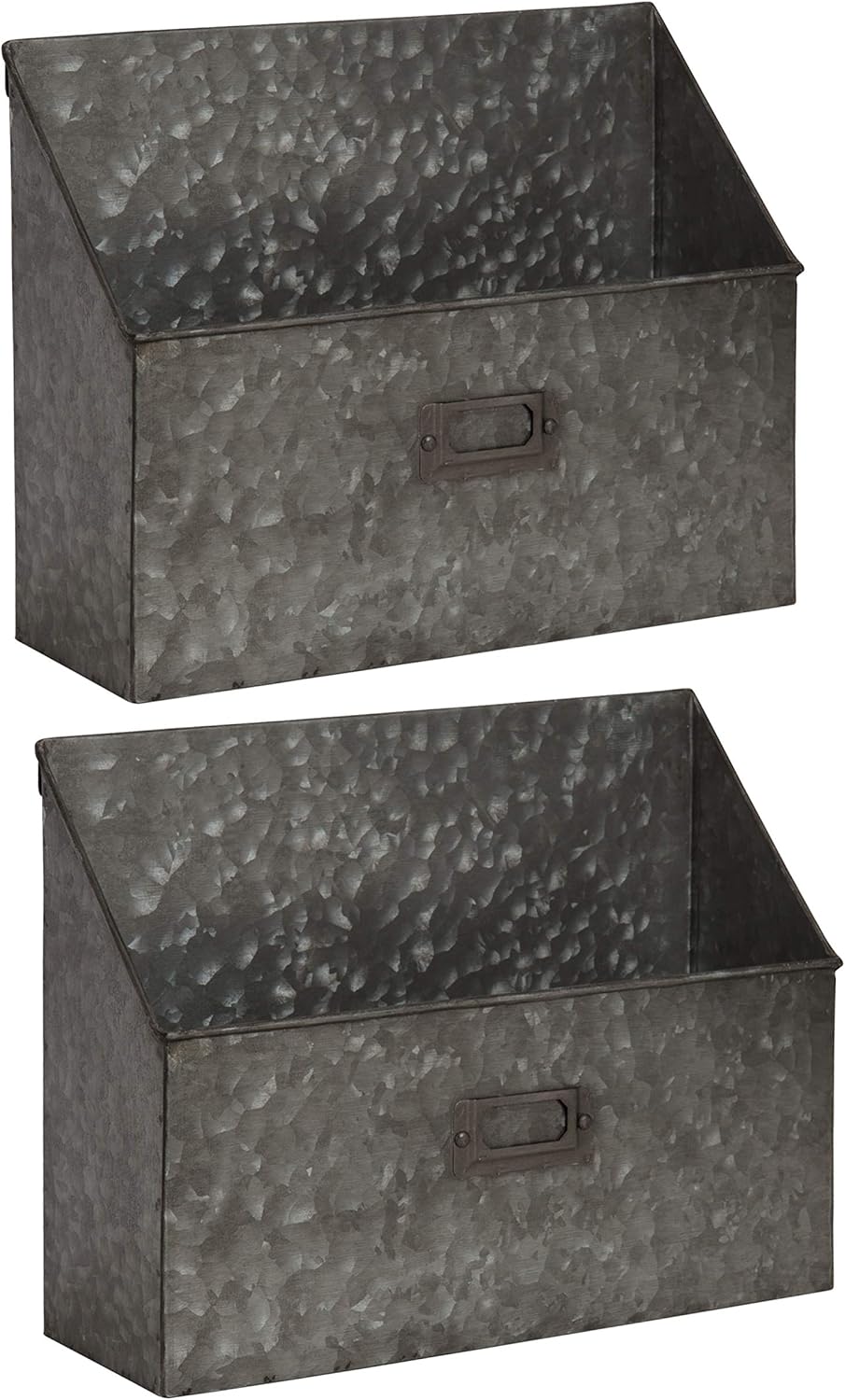 Kate and Laurel Galvaston Wall or Tabletop Pocket Shelf Organizers with Label Holder, Galvanized Iron, Set of 2 Pack of 2