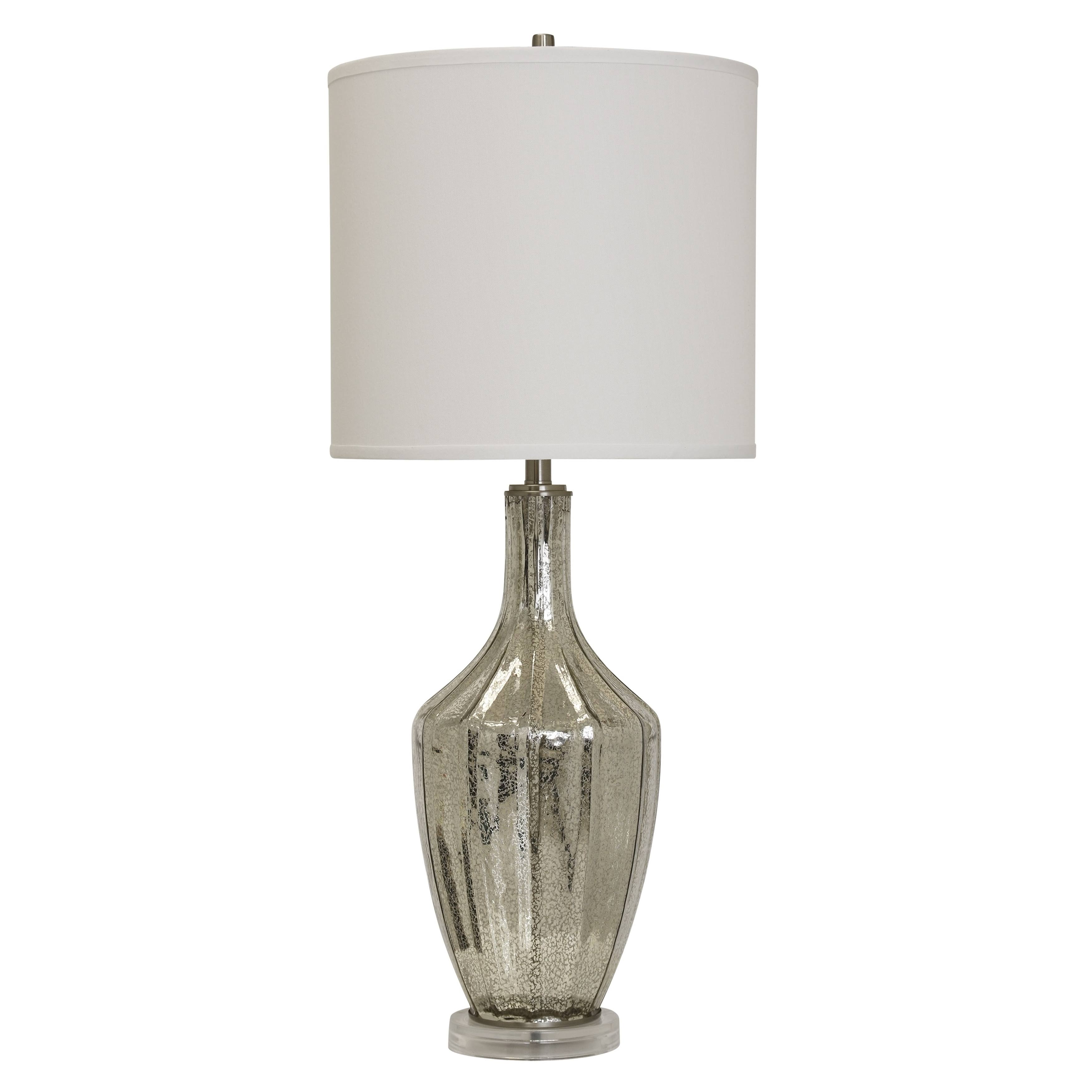 StyleCraft Northbay Mercury Glass Table Lamp - White Hardback Fabric Shade