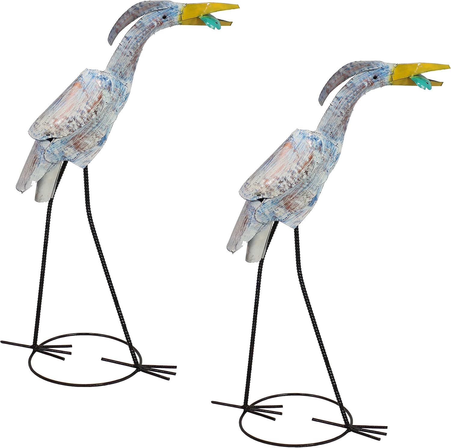 Sunnydaze Gilligan The Standing Crane Metal Statue Garden Art - Rustic Backyard Outdoor Sculpture, Lawn and Patio Decorative Figurine and Yard Accent - 30-Inch - Set of 2