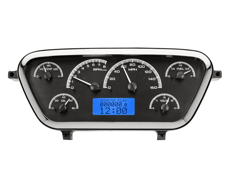 Dakota Digital 1953-55 Ford F100 Analog Gauges Black Alloy Blue VHX-53F-PU-K-B