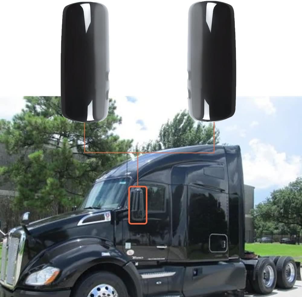High Soar Black Door Mirror Covers for Kenworth T680 T880, Left Driver / Right Passenger Side(A Pair)