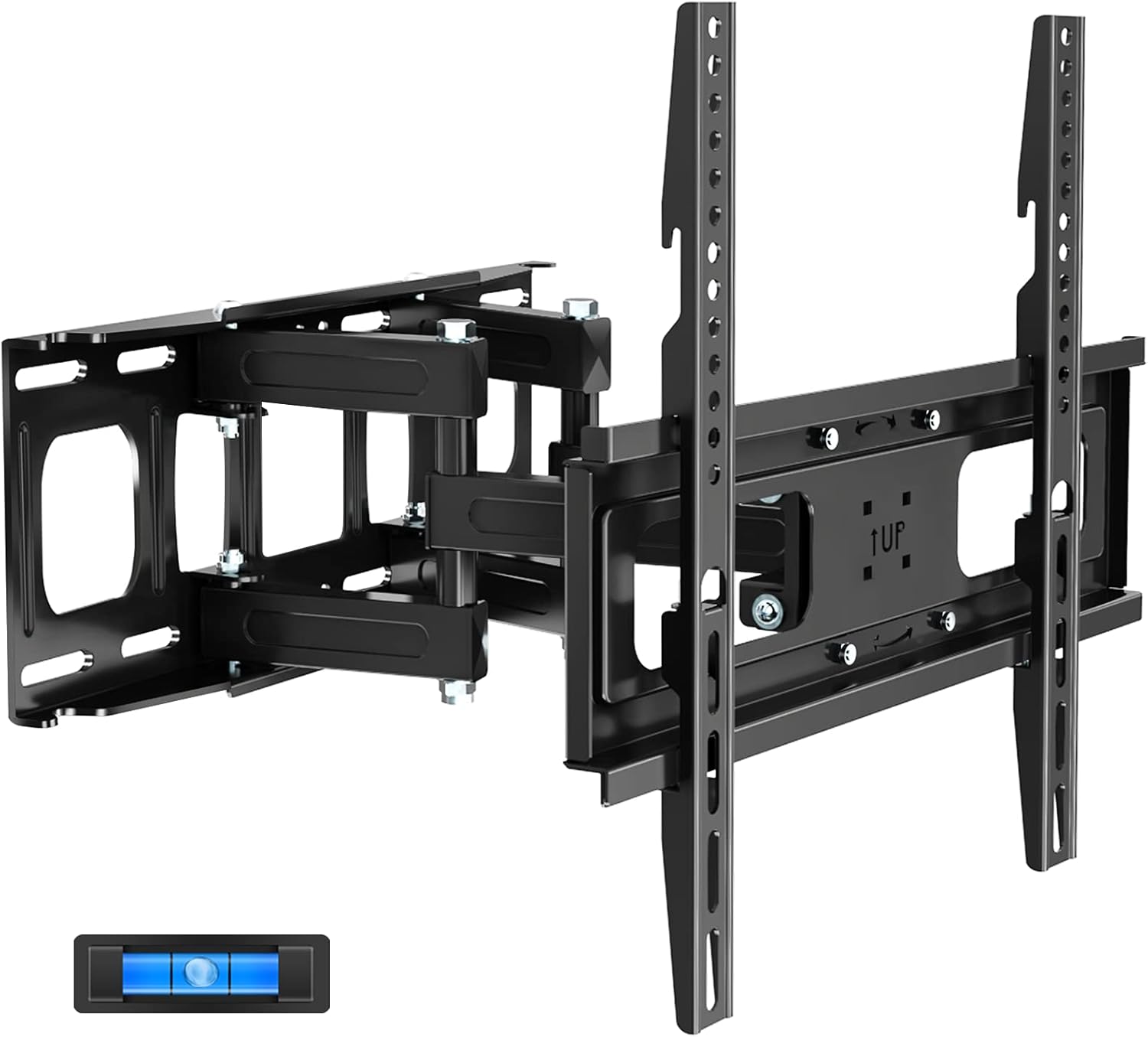 Full Motion TV Wall Mount with Height Setting, JUSTSTONE TV Bracket Fits Most 27-65 Inch LED Flat&Curved TVs,Articulating Swivel Tilt Dual Arms Extension Max VESA 400x400mm and Holds up to 121 LBS Pack of 2