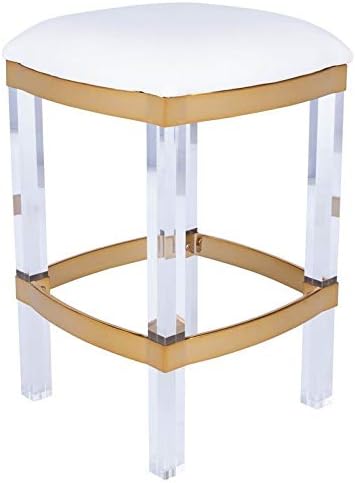 Beaumont Lane Metropolitan Living Acrylic and Polished Brass Counter Stool in White