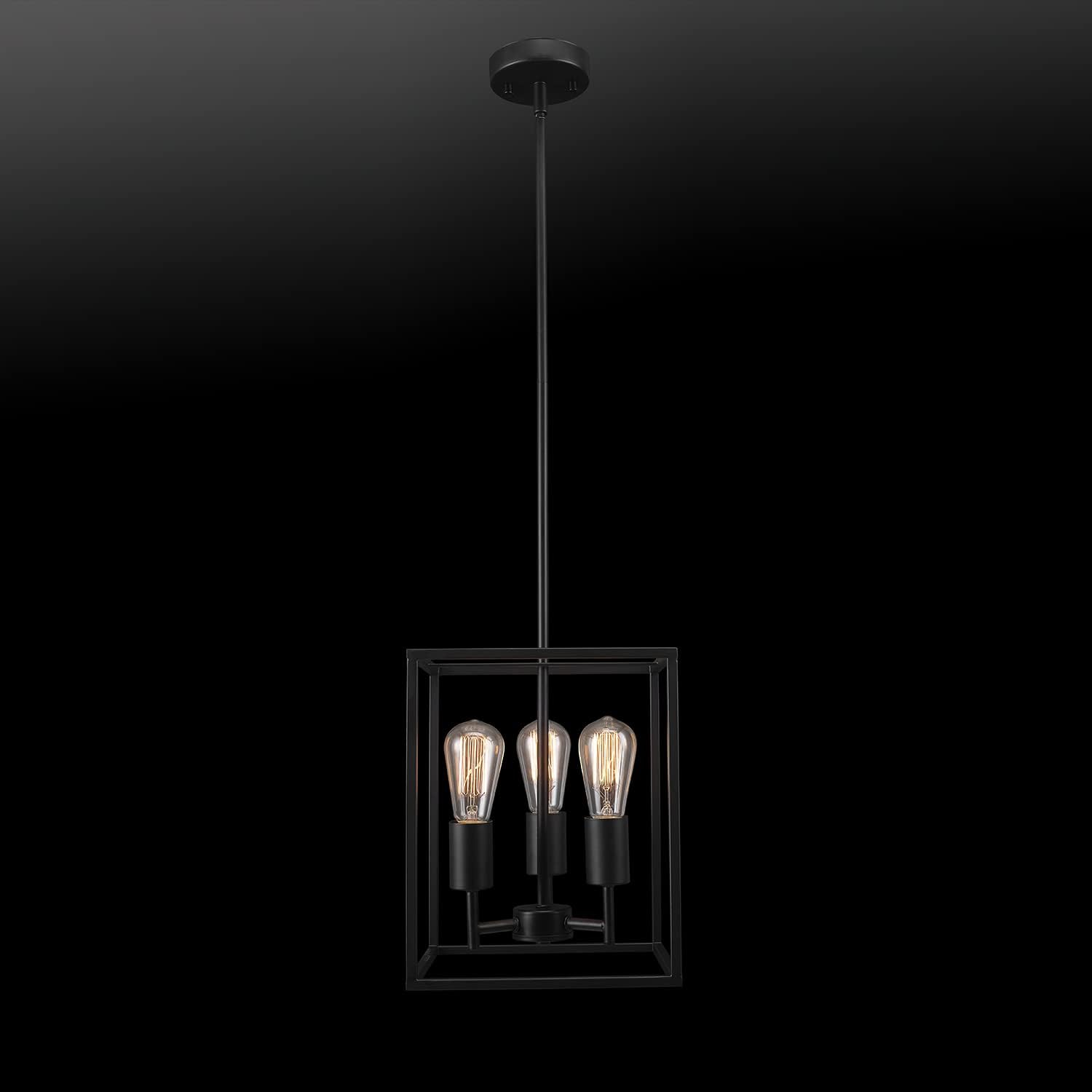 Globe Electric 60886 Heath 3-Light Convertible Flush Mount Ceiling Light Chandelier, Matte Black