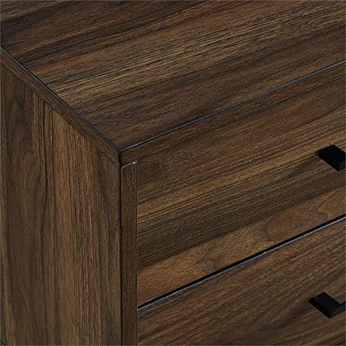 Wood Modern End Table with Black Metal Handles - Dark Walnut