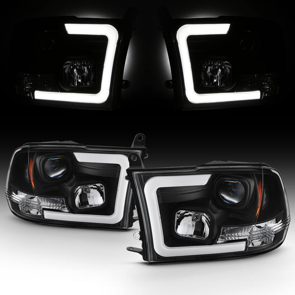 Fits Black 09-18 Ram 1500 10-18 2500/3500 Halogen Model Projector Headlights