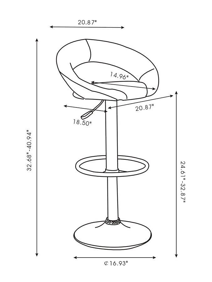 Chintaly 0379 Pneumatic GAS Lift Adjustable Height Swivel Stool in Black