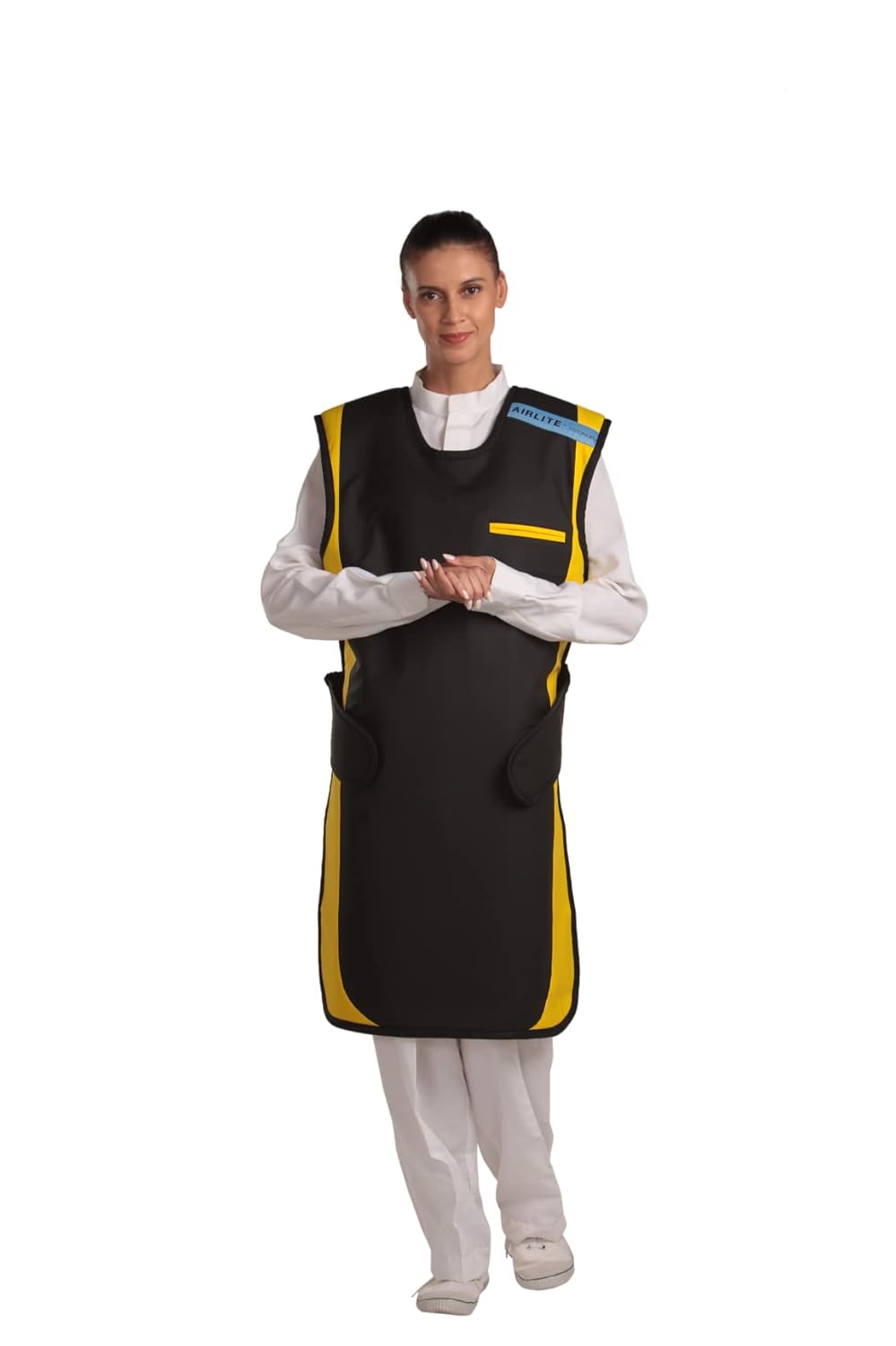 Zerolead Air Xray Protection Flexback Apron (Medium, Black-Yellow)