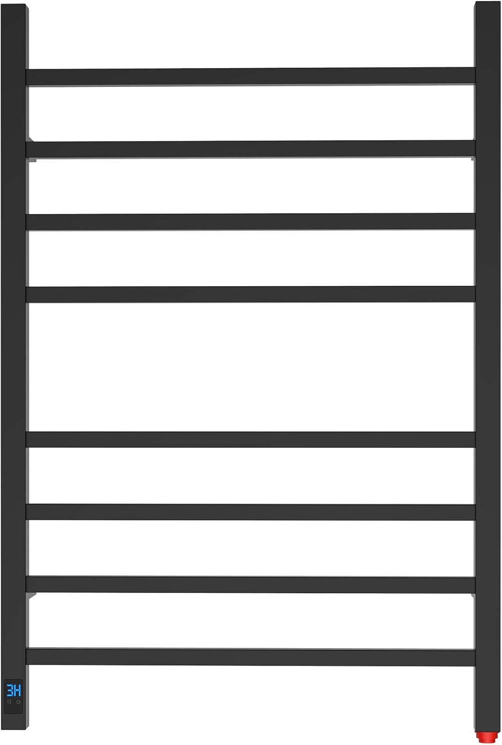 HEATGENE Towel Warmer with Timer and Temperature Control, Electric Towel Warmer with 8 Square Bars, Wall-Mounted Electric Towel Rack with 8 Square Bars, Plug-in/Hardwired Towel Rails - Brushed