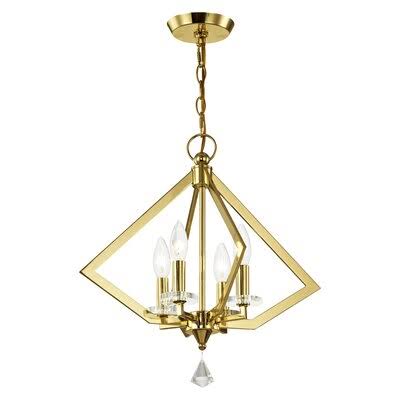 Roselia 4 - Light Geometric Chandelier with Crystal Accents House of Hampton Finish: Polished Brass