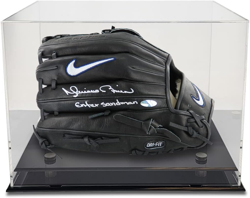OnDisplay Deluxe UV-Protected Baseball Glove/Mitt Display Case - Black Base Pack of 2