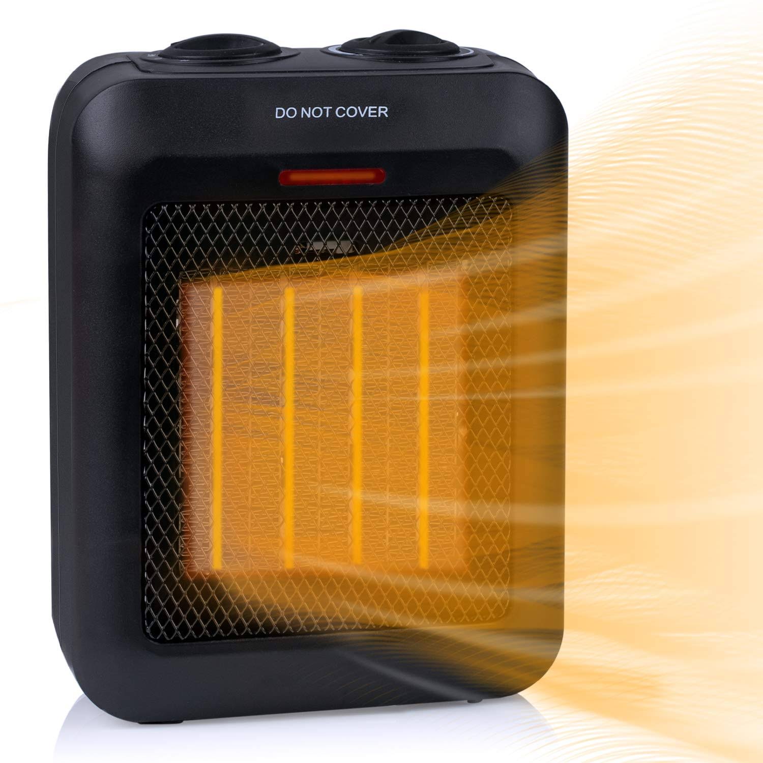 Portable Electric Ceramic Space Heater with Thermostat 1500W/750W