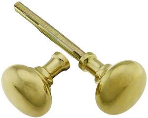 Pair of Small Colonial Door Knobs in Unlacquered Cast Brass 153