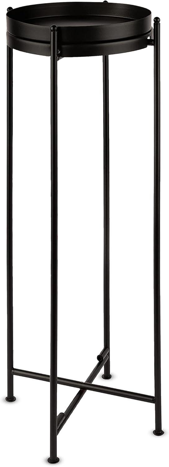 Plant Stand Indoor Pot Holder Wrought Iron Tall Black Narrow Metal Decorative Design