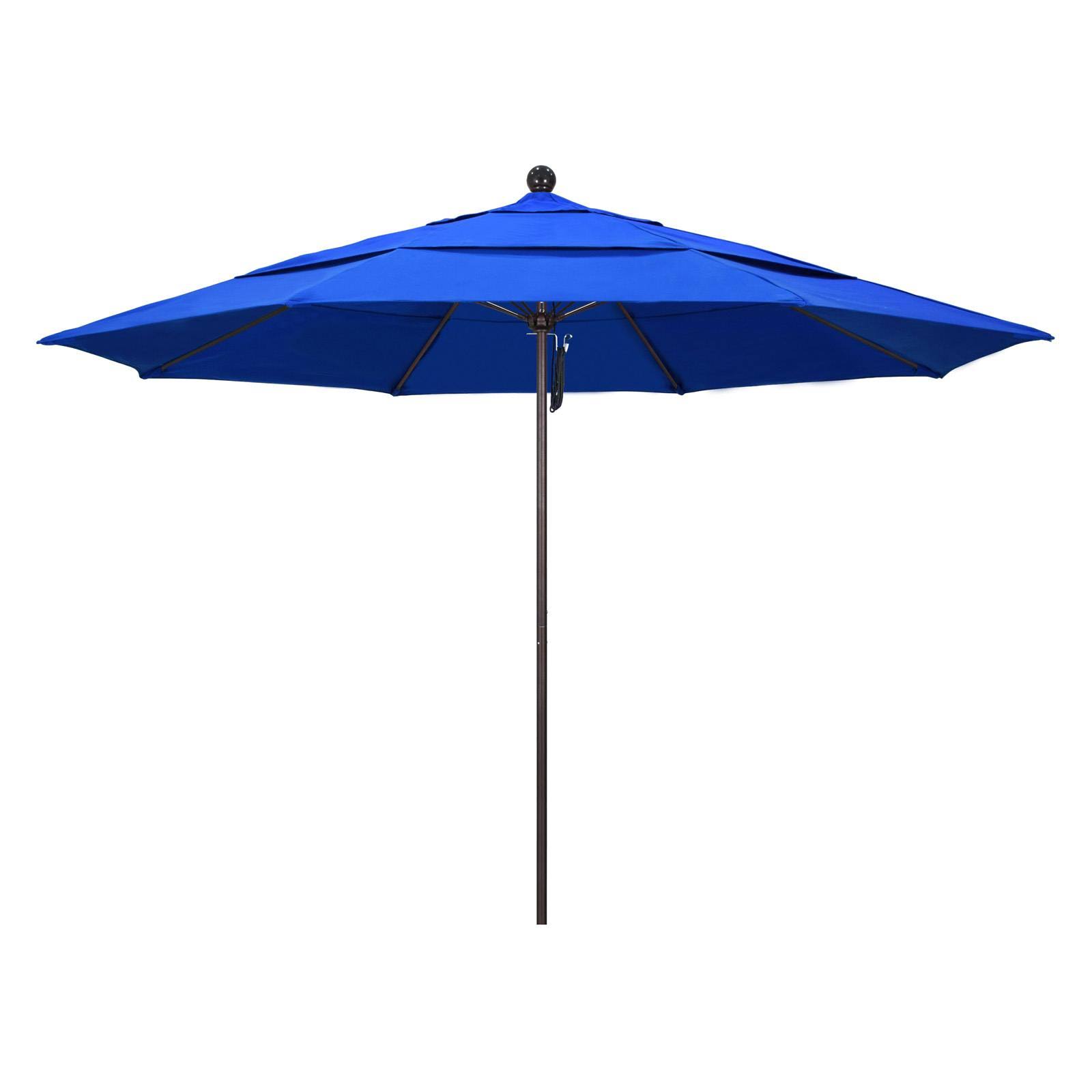 California Umbrella 11 ft. Sunbrella Fiberglass Double Vent Market Umbrella Sunbrella Pacific Blue