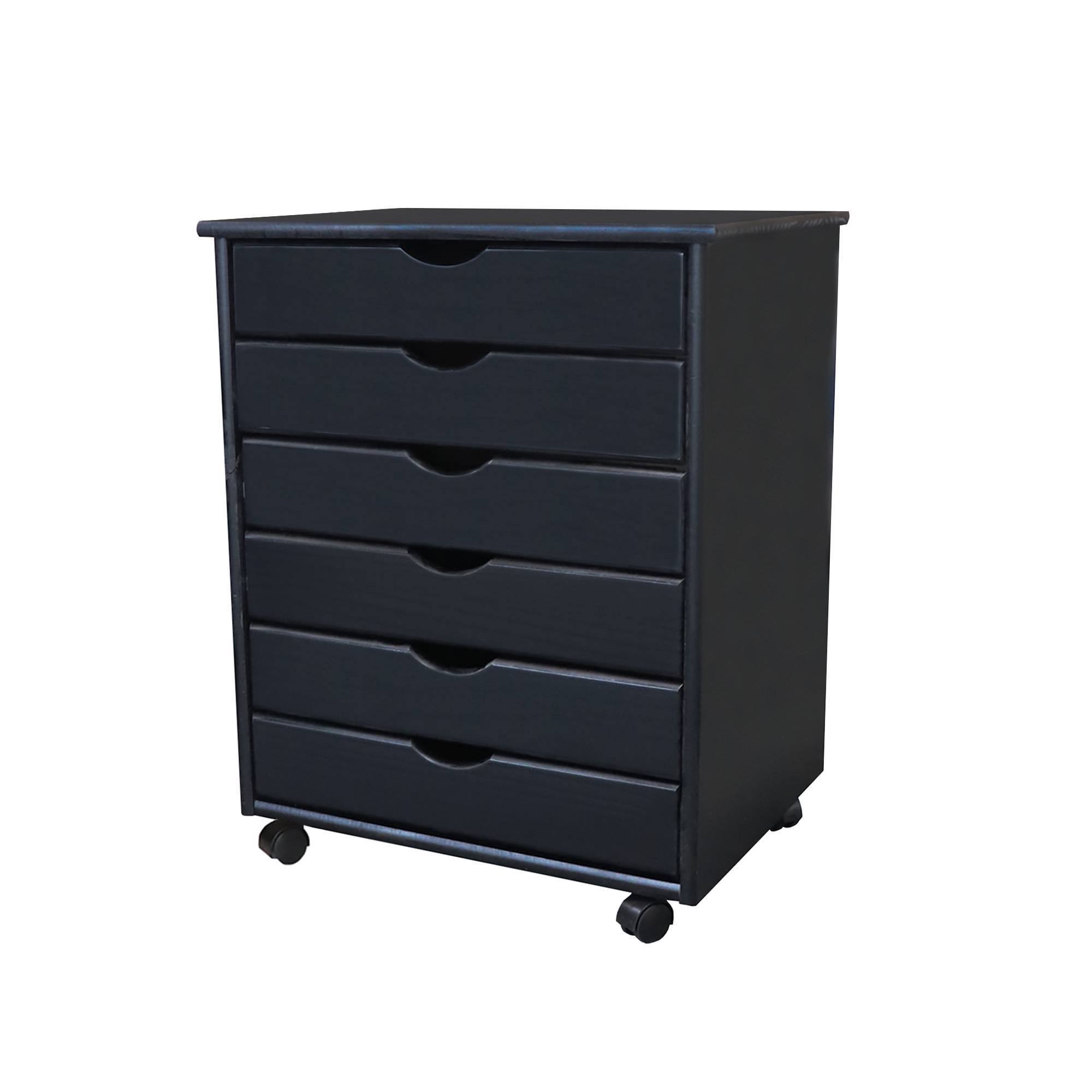 Adeptus 6 Drawer Wide Roll Cart - Black