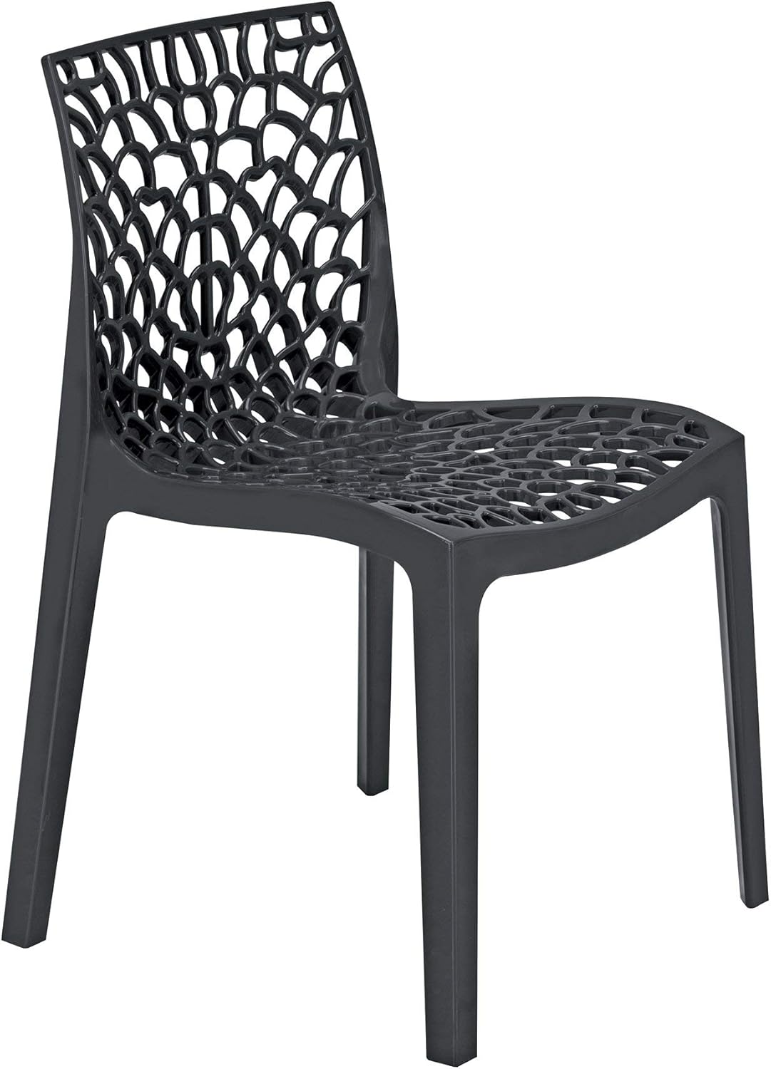 Upon Gruvyer Indoor Outdoor Dining Chairs, from Italy, Stackable, Strong (4 Chairs) (Brilliant Yellow)