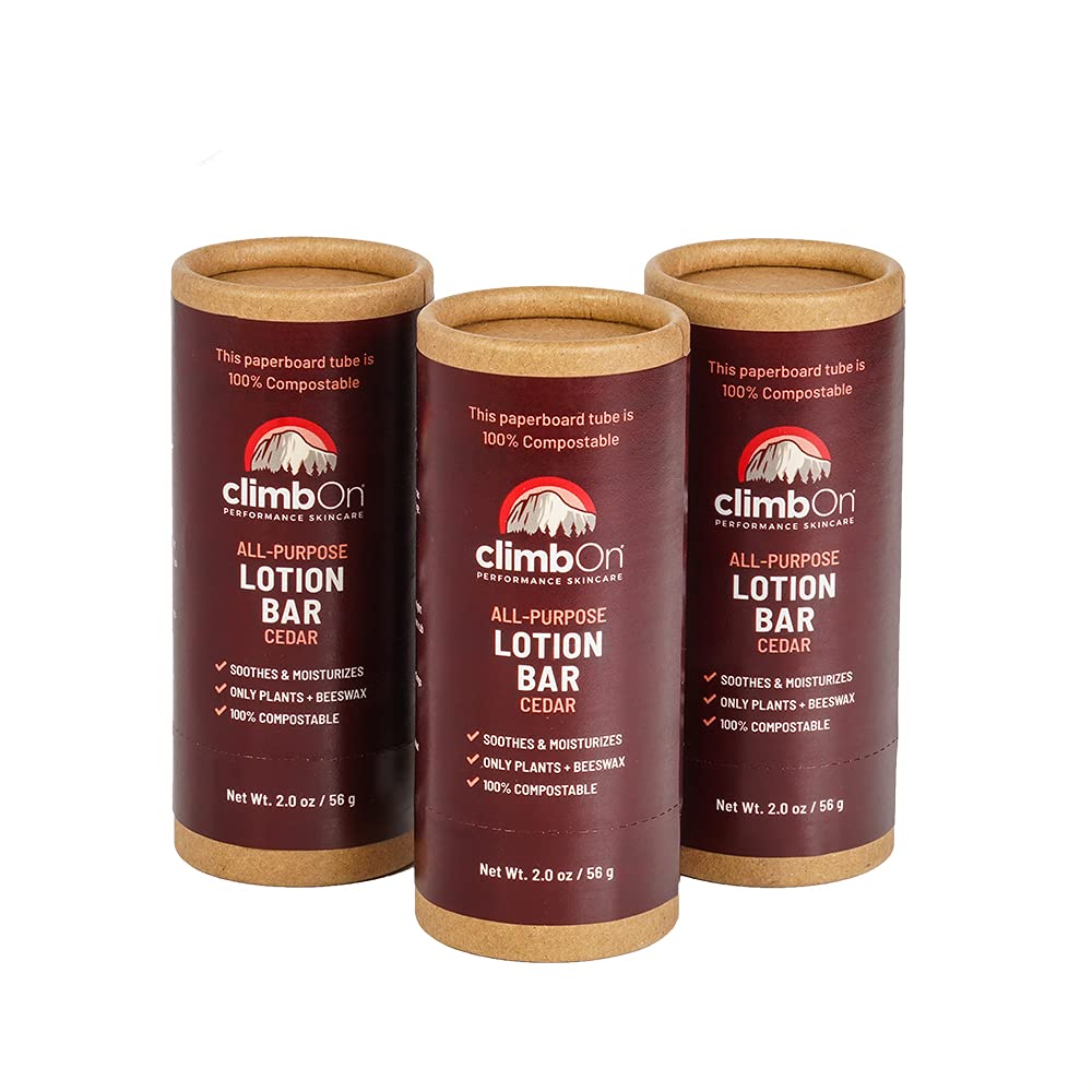 climbOn All Purpose Lotion Bar - Aromatherapy Balm Helps Soothes and Moisturizes Dry Cracked Skin (Cedar, 2 Ounce Tube (3 Pack)) Pack of 2