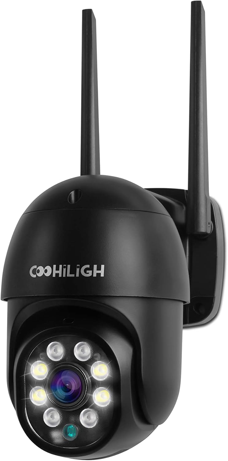 Security Camera Outdoor 5MP, COOHILIGH, with 360&deg; View 8X Zoom PTZ, NVR ,Two-Way Audio,Motion Detection Alarm, Color/Infrared Night Vision for Security Surveillance Outside (Black)