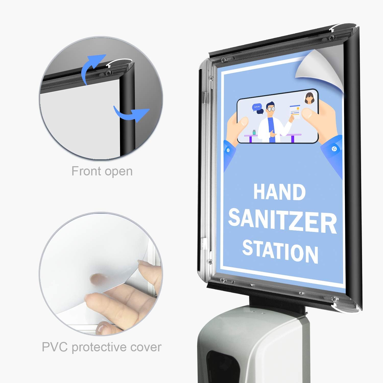 Automatic Hand Sanitizer Dispenser with Adjustable Stand & Detachable Sign Board & Refillable Inner Bottle, Touchless Sanitizing Stations, Ideal for HomeAll Public Places