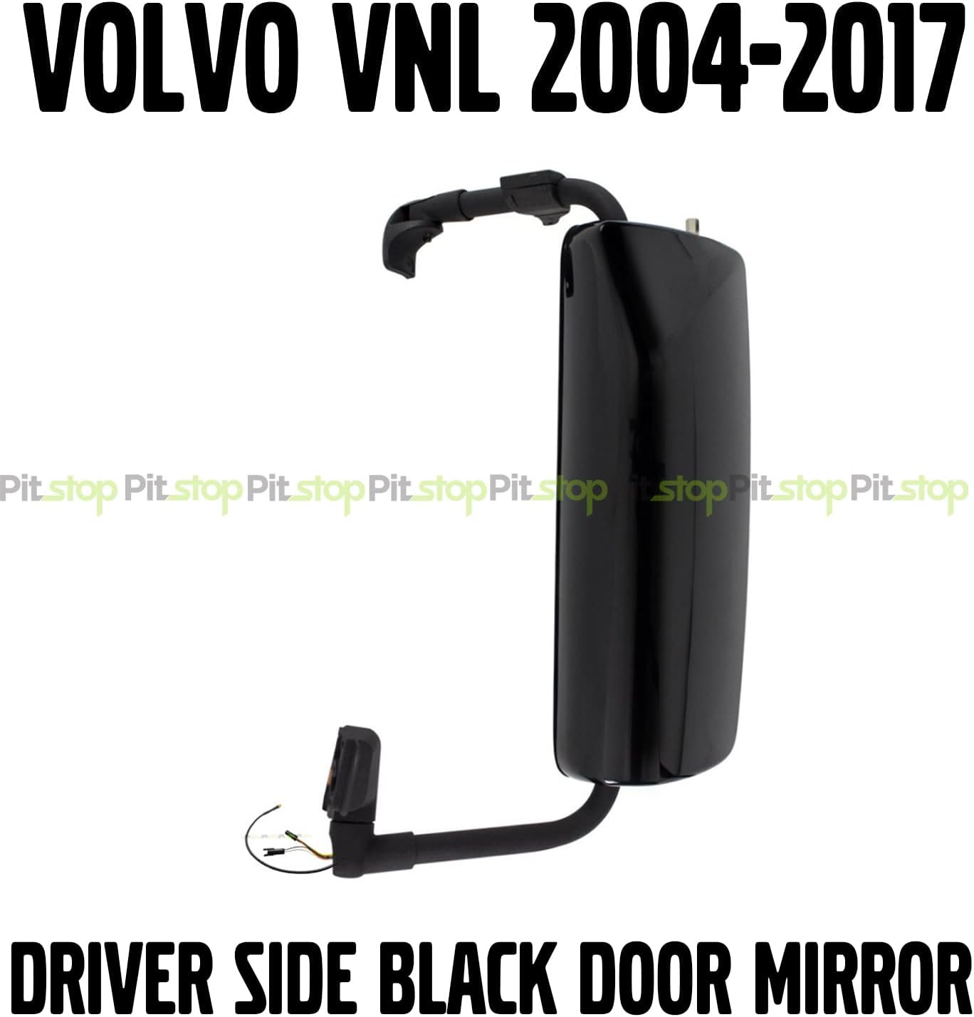 Door Mirror Black Power Heated Driver Left Antenna compatible with Volvo VNL Semi Truck 04-17