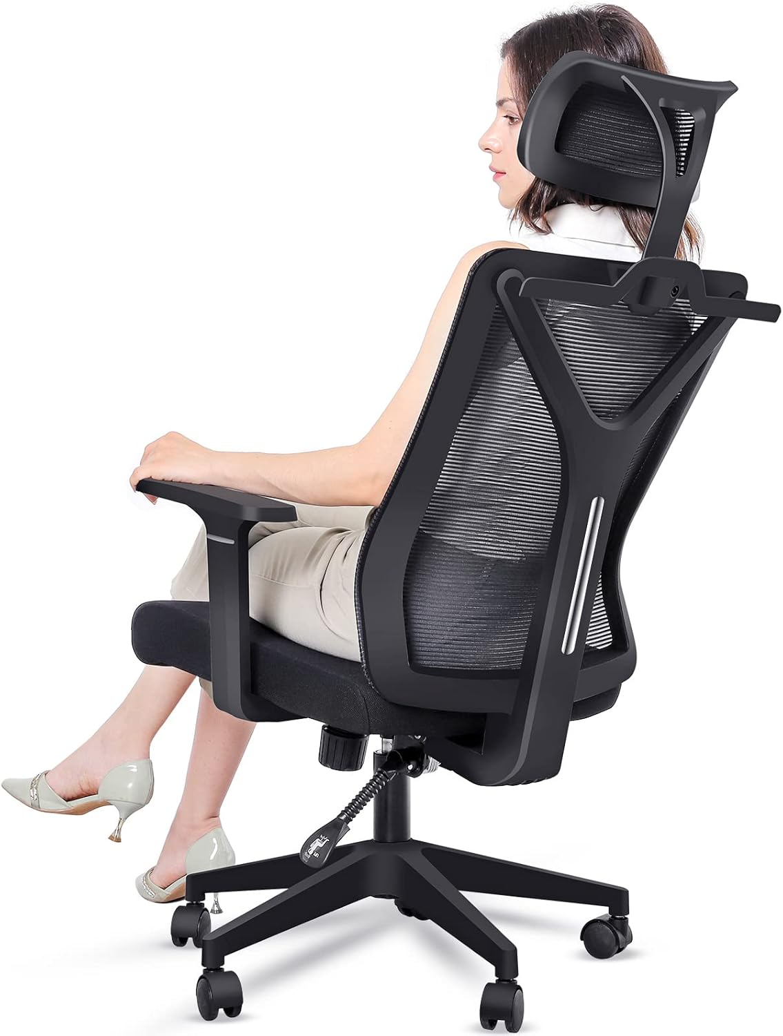 FENICHI Office Chair Ergonomic Office Chair,Desk Chair,Adjustable Height Mesh Computer Chair,Reclining Office Chair,Comfortable Office Chair with Lumbar Support Back for Home Office (Black)
