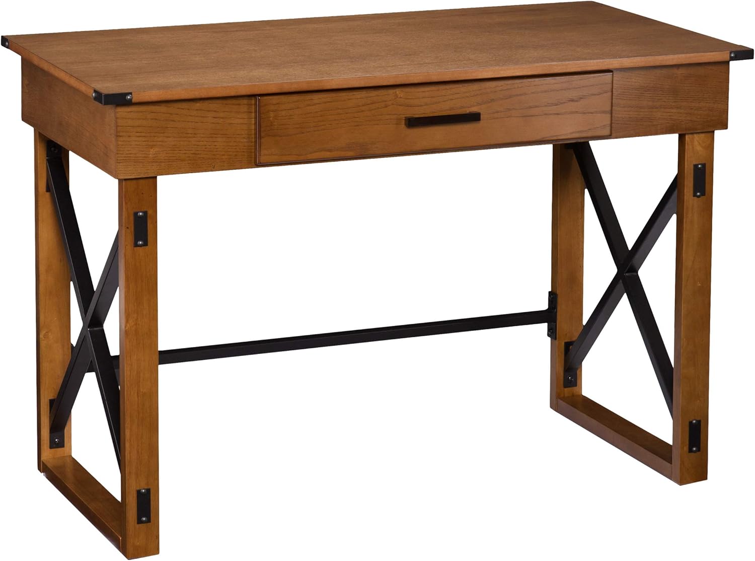 SEI Furniture Canton Adjustable Height Sitting or Standing with Hidden Storage Desk, Distressed Glazed Pine, Black