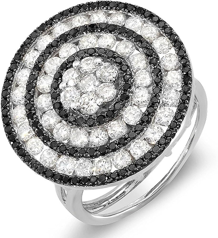 Dazzlingrock Collection 2.60 Carat (ctw) 14k Black & White Round Diamond Ladies Cocktail Ring, White Gold