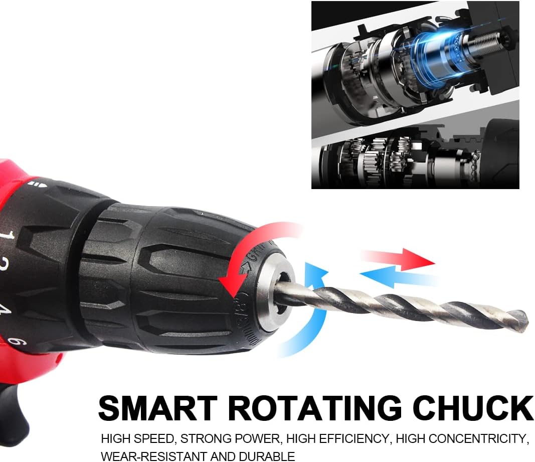 Electric Cordless Drill Kit- AUTOJARE Rechargeable Power Drill Driver 20V max 18V Lithium-Ion Battery 3/8