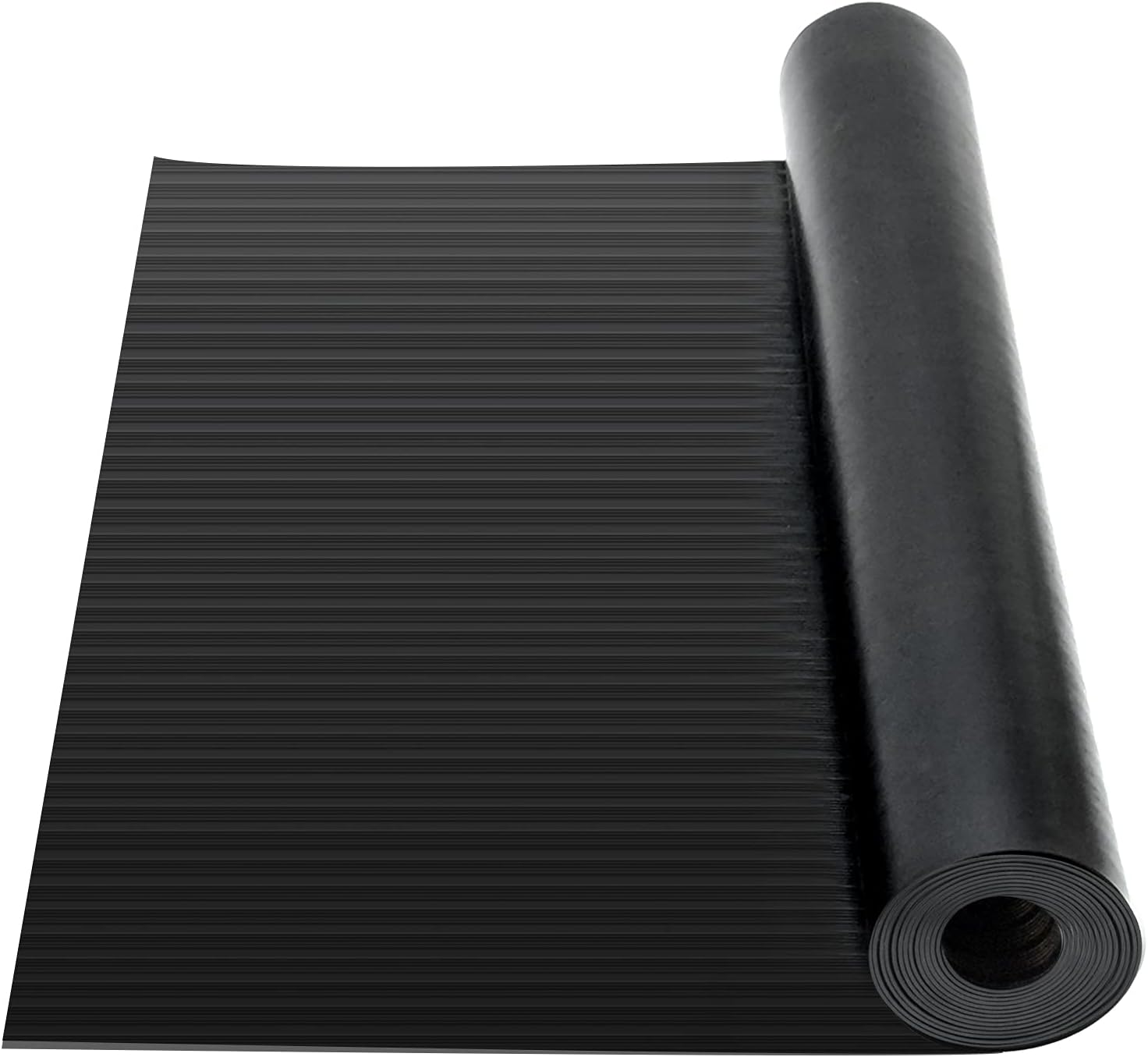 uyoyous Garage Rubber Floor Mat 16.4ft x 3.3ft Non-Slip Rubber Flooring Mats 1/8 inch Thickness Heavy Duty Commercial Rubber Mat Roll for Under Car Black