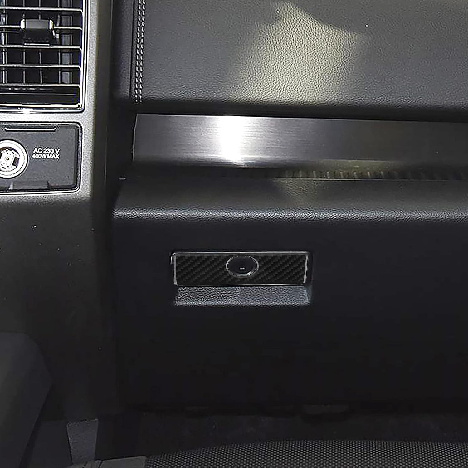 LANZMYAN Compatible with Storage Box Panel Sticker Carbon Fiber Passenger Seat Storage Box Trim Cover Interior Accessories for Ford F150 2015 2016 2017 2018 2019 2020 Black