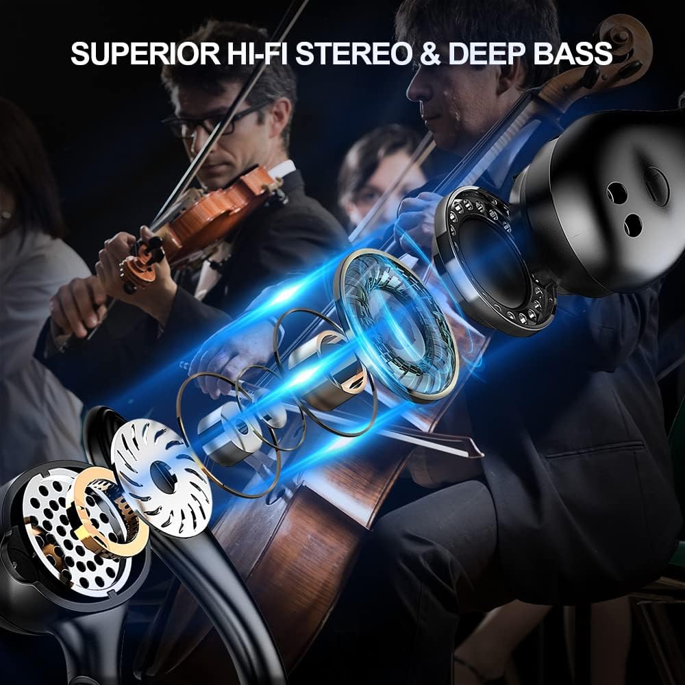 Wireless Earbud, Bluetooth 5.1 Sport Headphones with Earhooks, Wireless Earphones HiFi Stereo Bluetooth Earbud in Ear with Mic, 40H Playtime, IP7 Waterproof, Touch Control, Noise Cancelling, Running Pack of 2