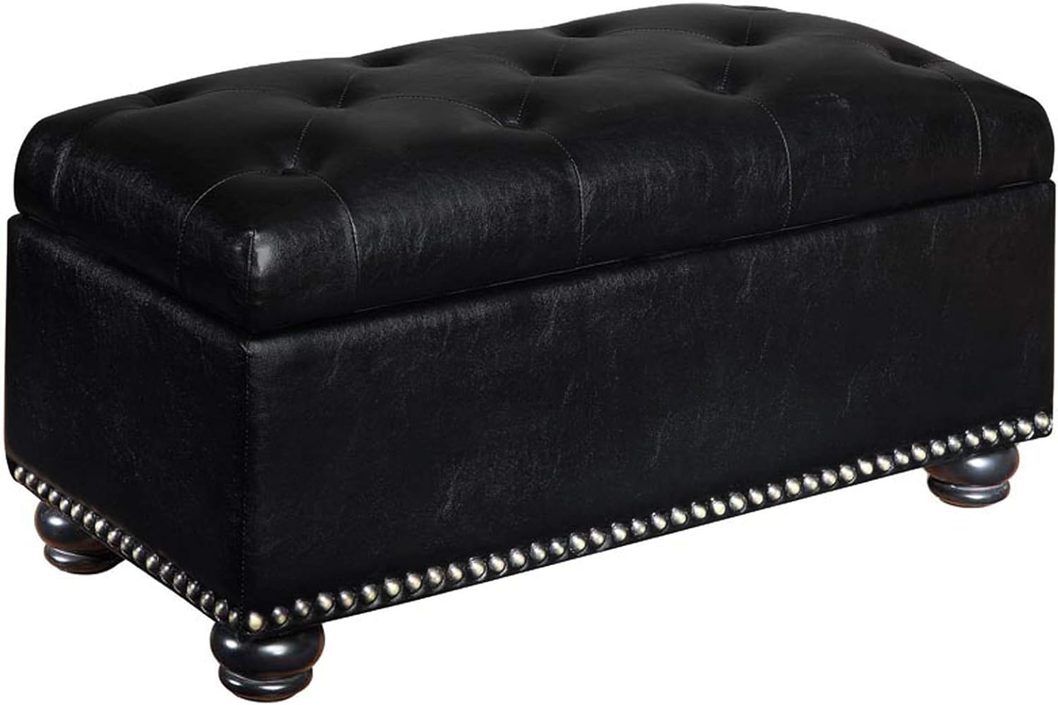 Convenience Concepts Designs4Comfort 7th Avenue Storage Ottoman, Black
