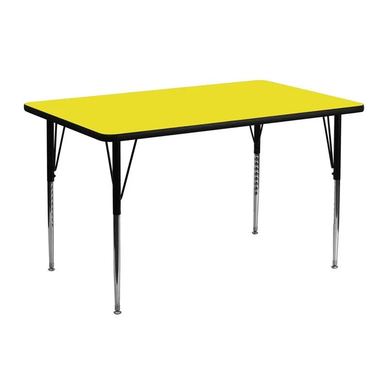 24W x 48L Rectangular Yellow HP Laminate Activity Table Standard Height Adjustable Legs