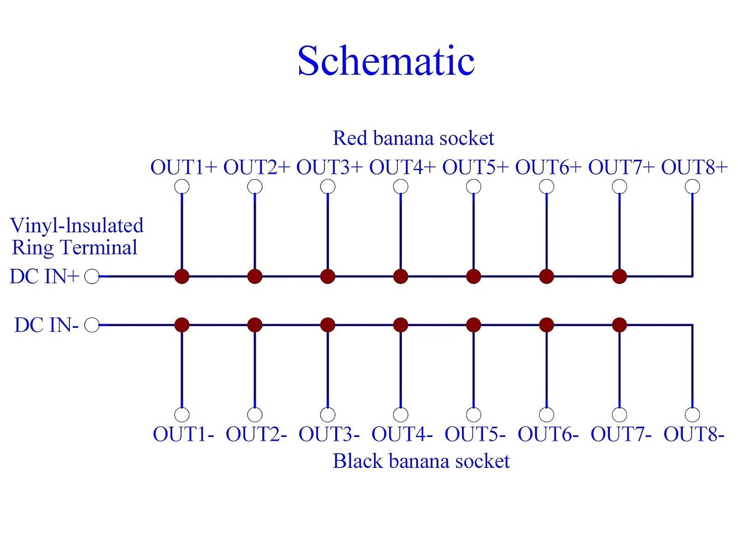 Banana Jack 8 Outlet DC Power Distribution Strip Pack of 2