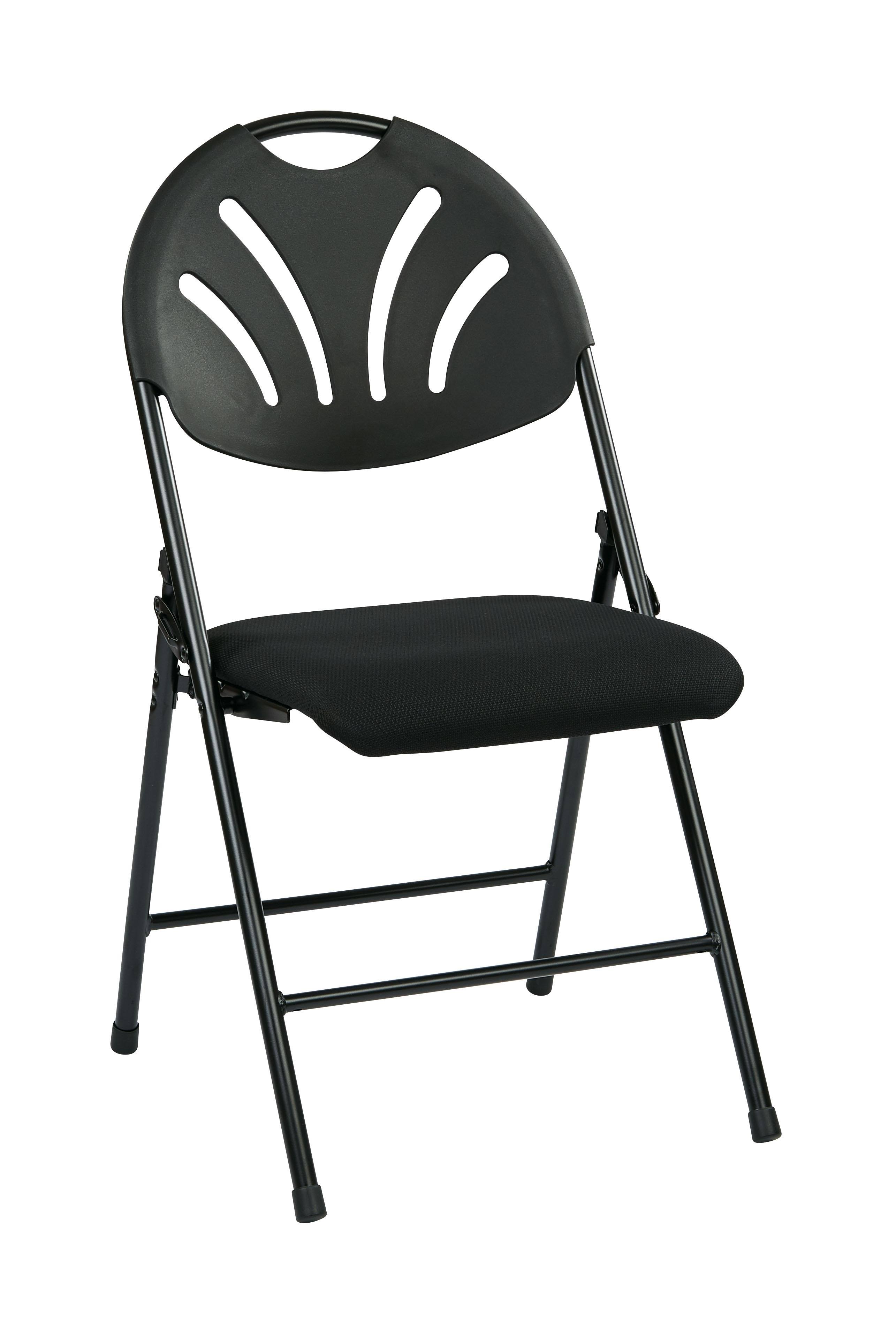 Folding Chair with Plastic Fan BACK, Black