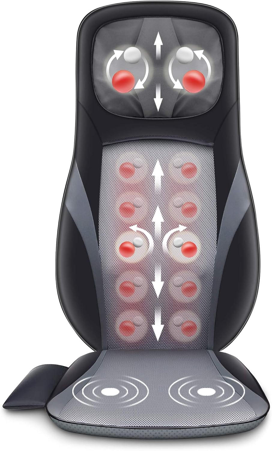 SNAILAX Shiatsu Back Massager with Heat -Deep Kneading Massage Chair Pad with Adjustable Intensity, Shiatsu Chair Massager to Relax Full Body Muscle