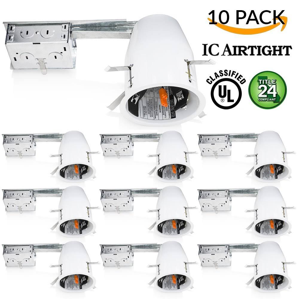 Sunco Lighting 10 Pack 4x22 inch Remodel LED Can Air Tight IC Housing Recessed UL
