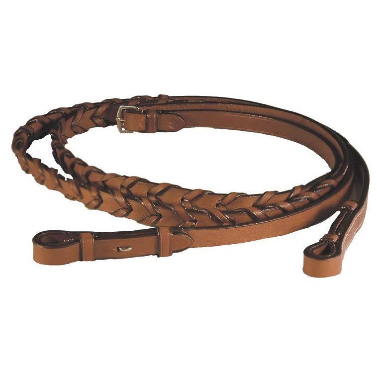 Exselle AERE60D 0.62 x 60 in. Extra Long Laced Reins Dark Havana