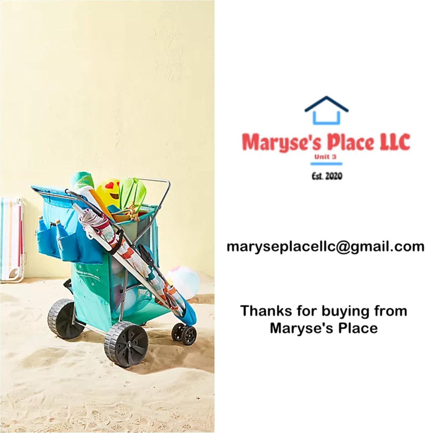 Deluxe Beach Cart in Teal Color with Free Magnet Logo