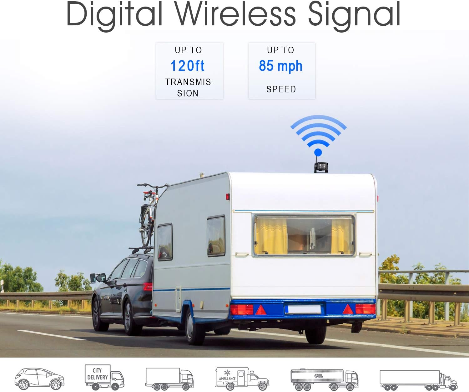 ZEROXCLUB HD 1080P 4 Wireless RV Backup Camera System, 9 Inch DVR Monitor Digital Signal IR Night Vision Wireless Reverse Rear Side View Camera for RV Truck Trailer Camper 5th Wheel-BW904