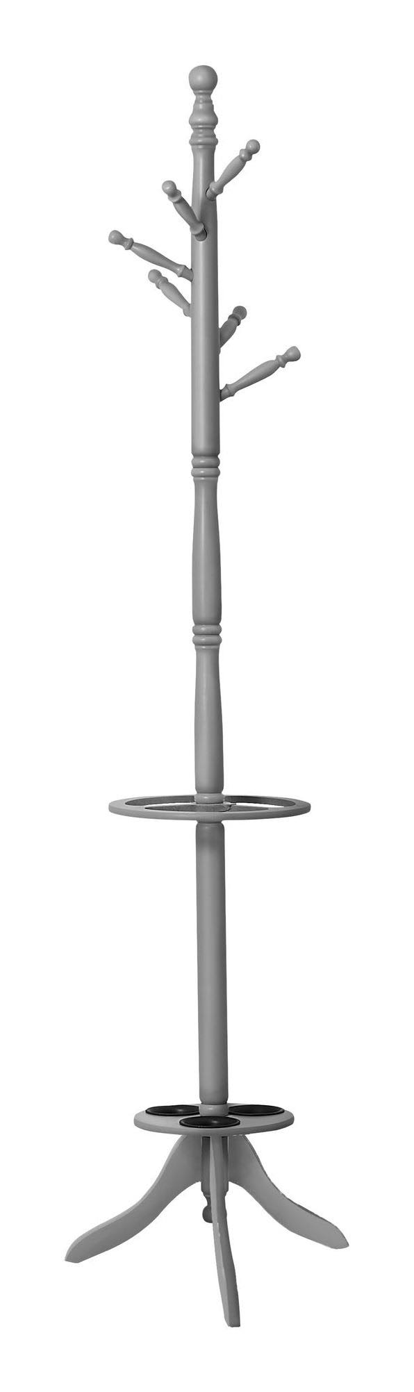 Monarch Coat Rack - 71x22H, Grey with An Umbrella Holder